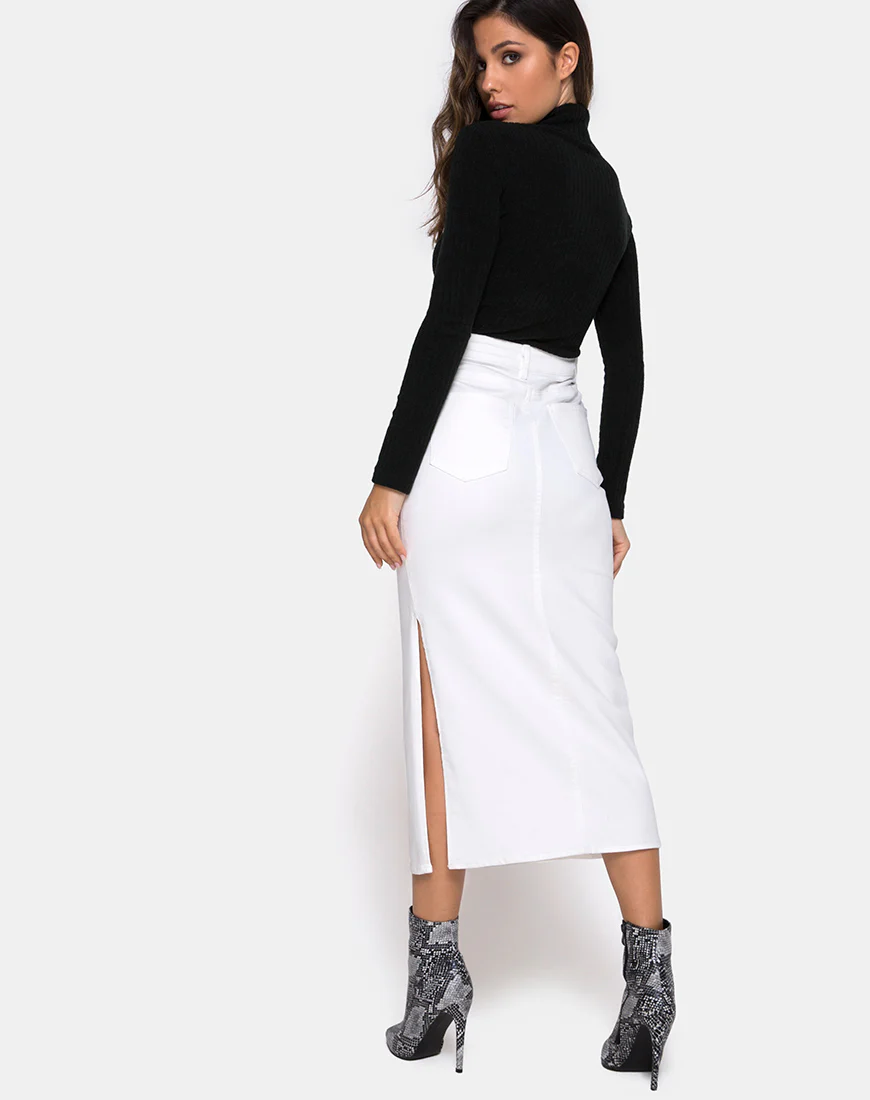 Lyra Midi Skirt in White - Image 4