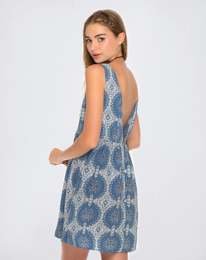 Lyre Dress in Moon Face Blue - Image 2