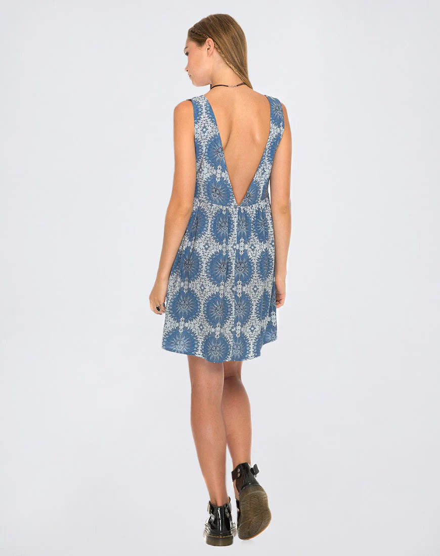 Lyre Dress in Moon Face Blue - Image 4