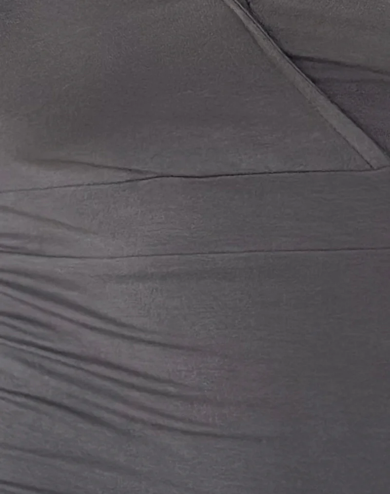 Machiko Plunge Wrap Top in Charcoal Grey - Image 6