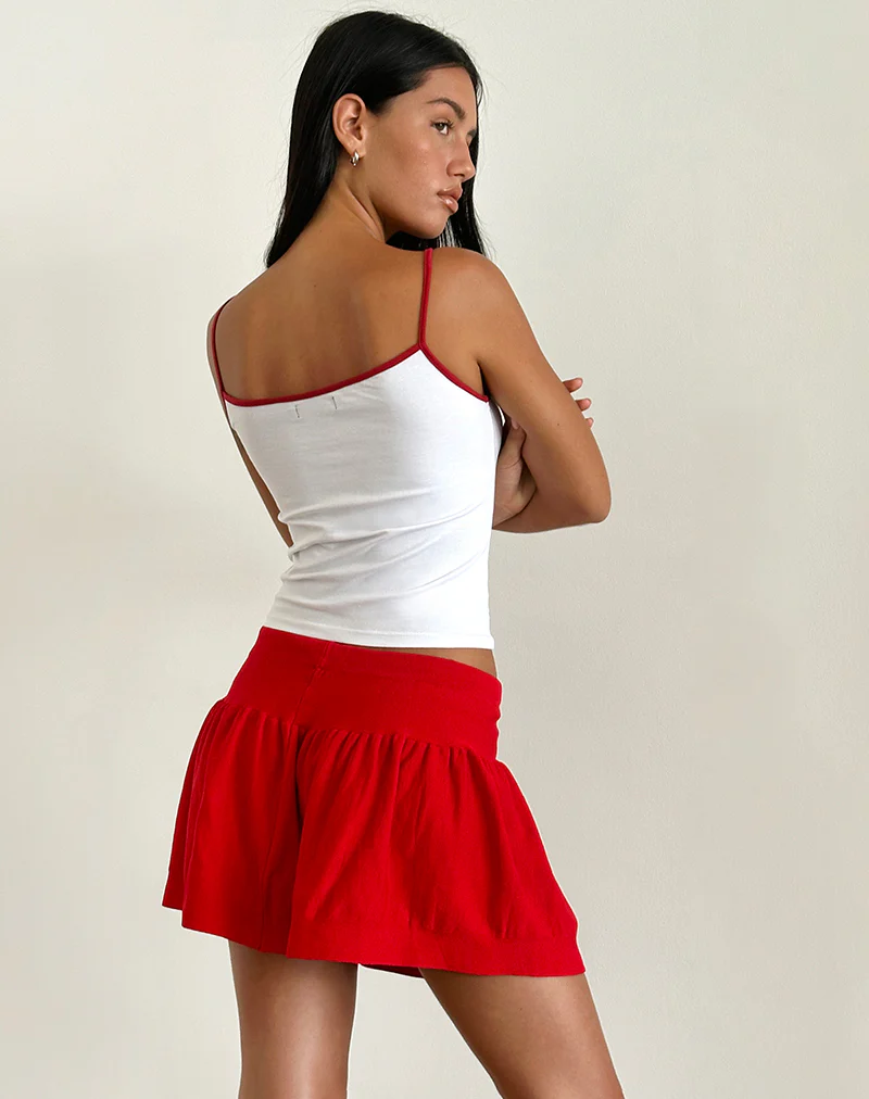 Maddy Mini Skirt in Red Knit - Image 4
