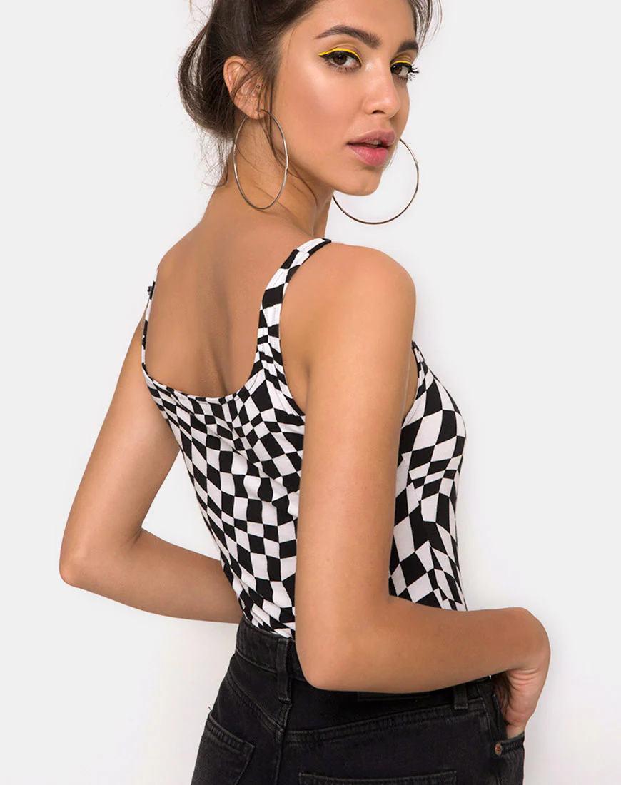 Maes Bodice in Square Flag Black and White - Image 2