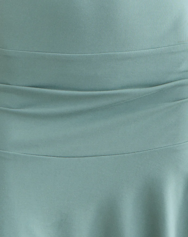 Mahalia Plunge Mini Dress in Aqua Grey - Image 6