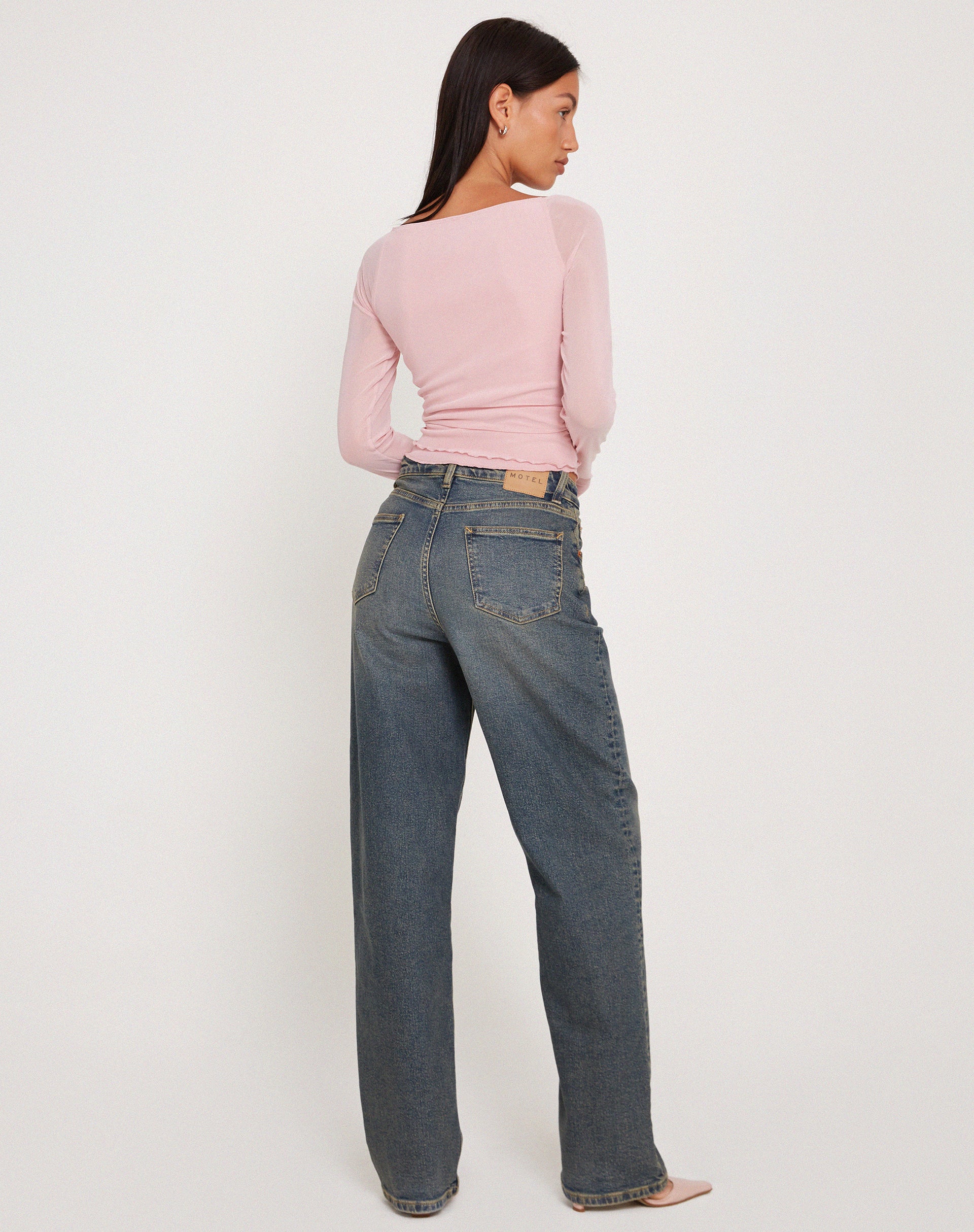 Mahira Long Sleeve Mesh Top in Pink - Image 5