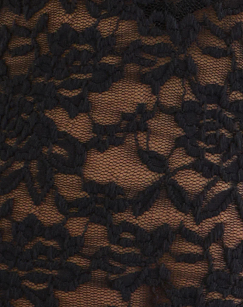 Mahota Deep Plunge Long Sleeve Top in Lace Black - Image 5
