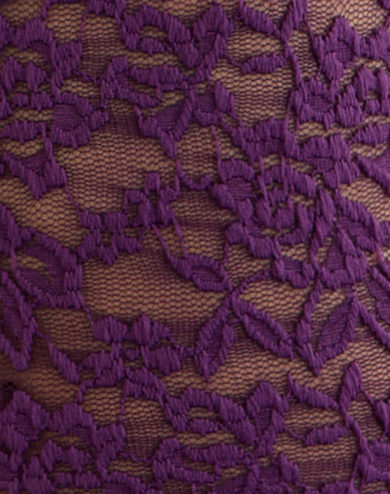 Mahota Deep Plunge Long Sleeve Top in Lace Purple - Image 6
