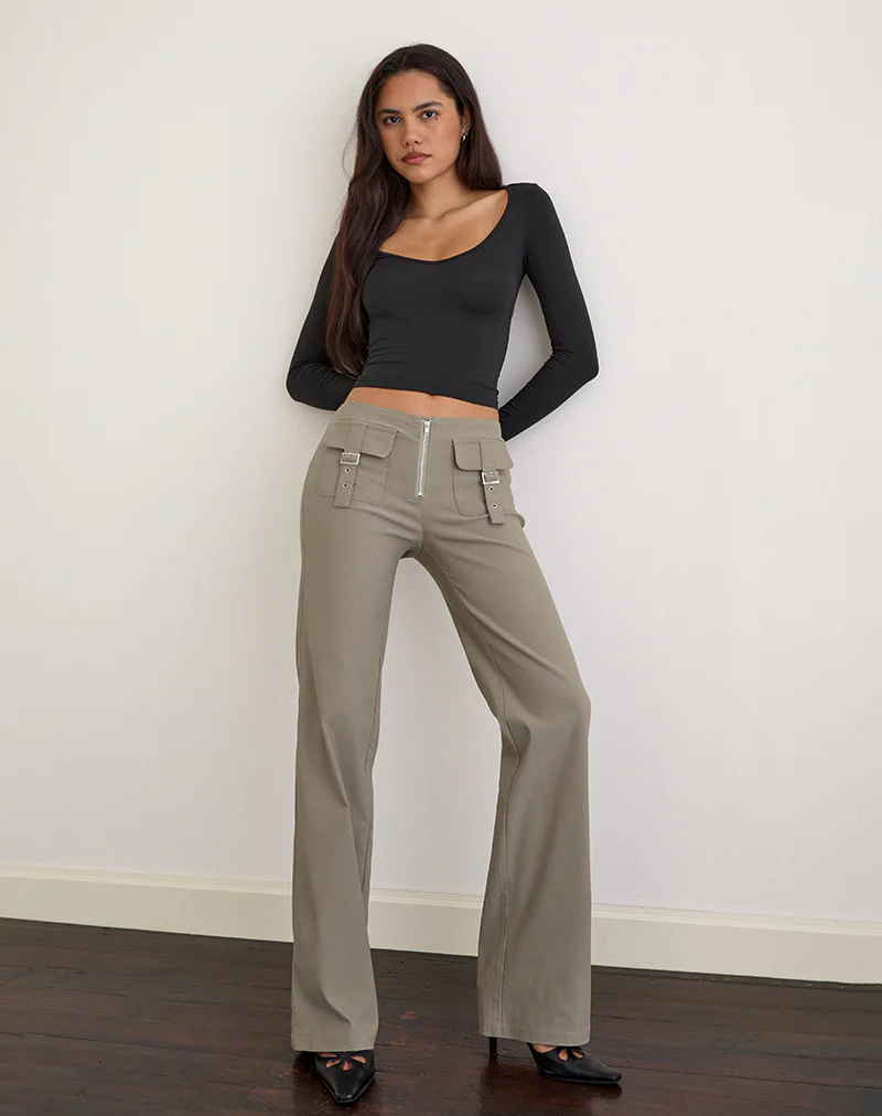 Maite Pocket Trouser in Tailoring Taupe - Image 3