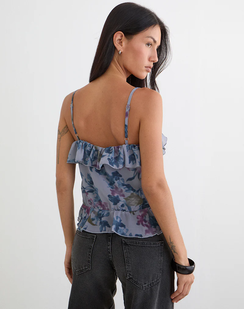 Maitra Cami Top in Chiffon Shadow Lily Blue - Image 5