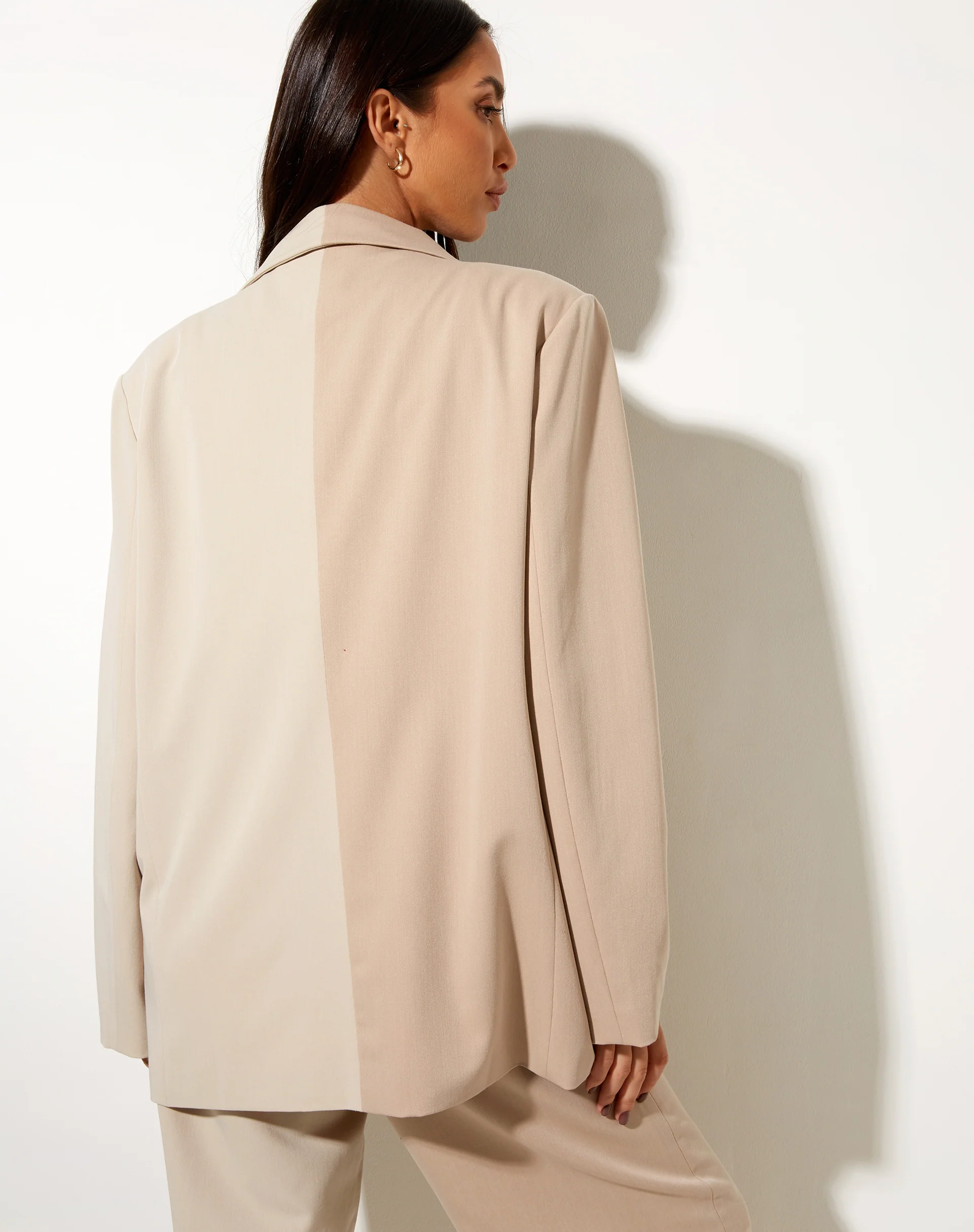 Maiwa Blazer in Contrast Tan and Beige - Image 3
