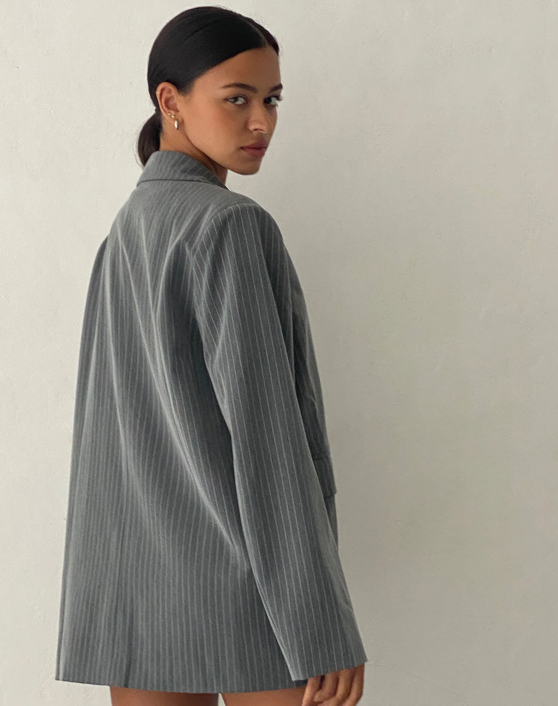 Maiwa Blazer in Tailoring Grey Pinstripe - Image 5