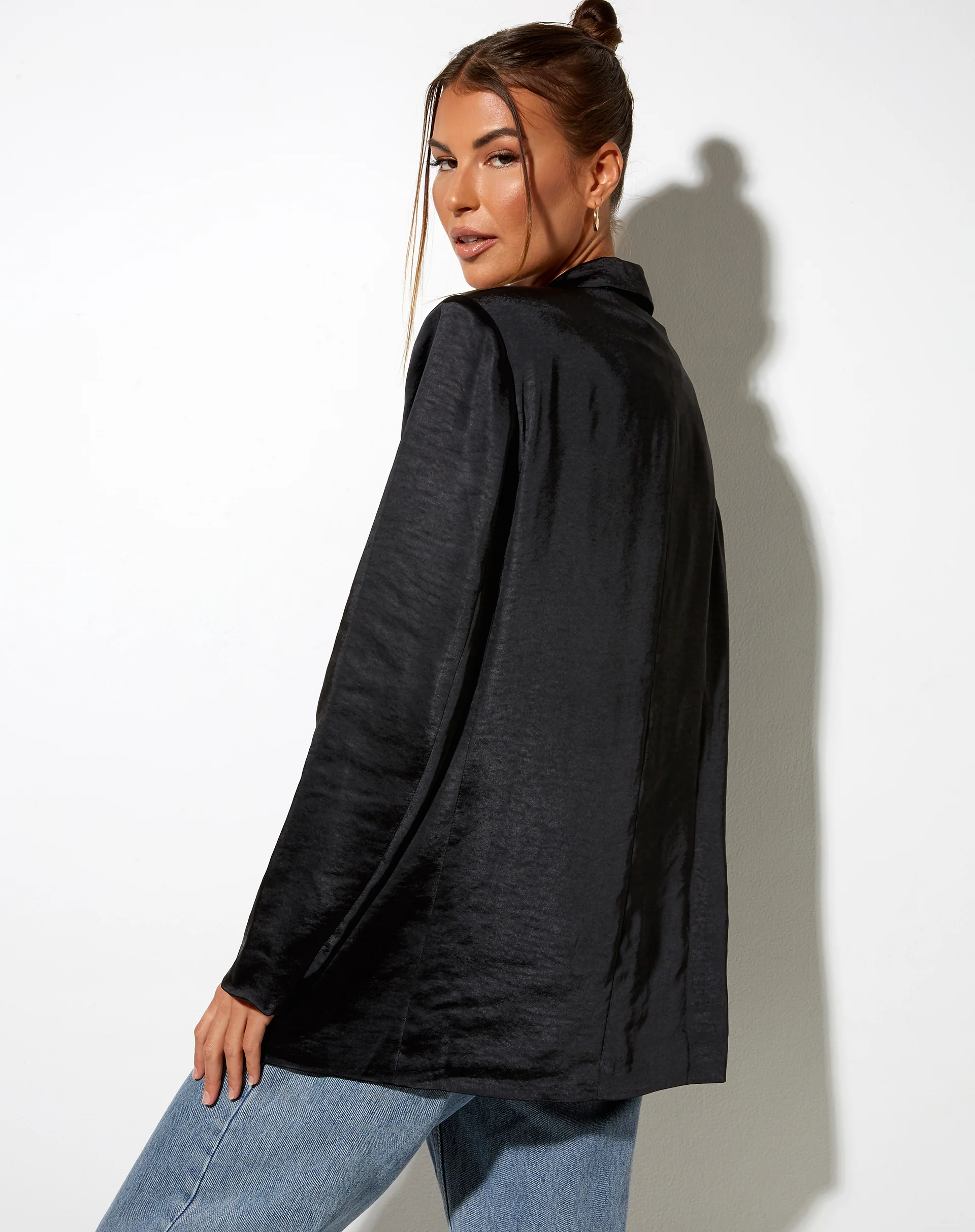 Maiwa Blazer in Satin Black - Image 3