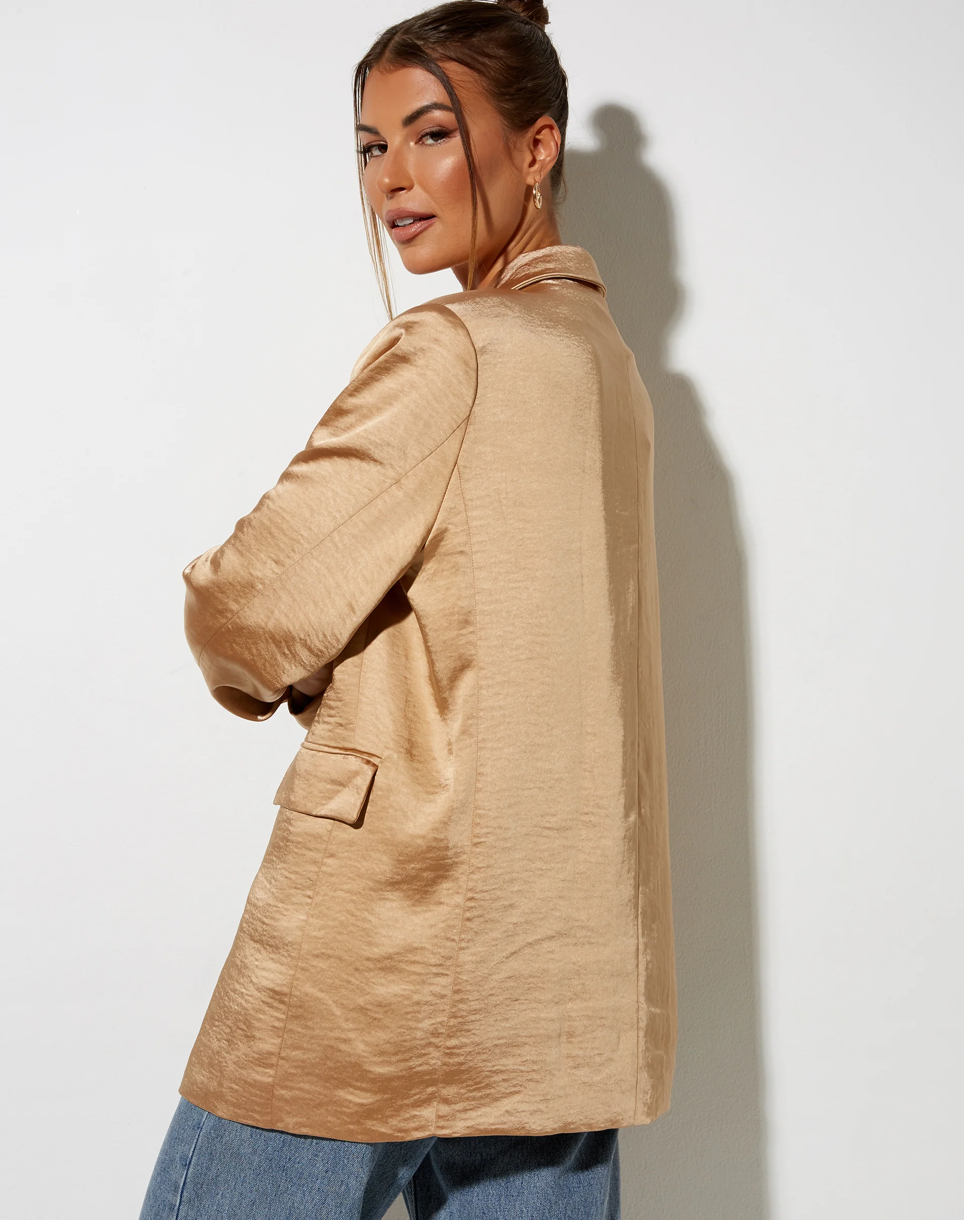 Maiwa Blazer in Satin Golden Sand - Image 3