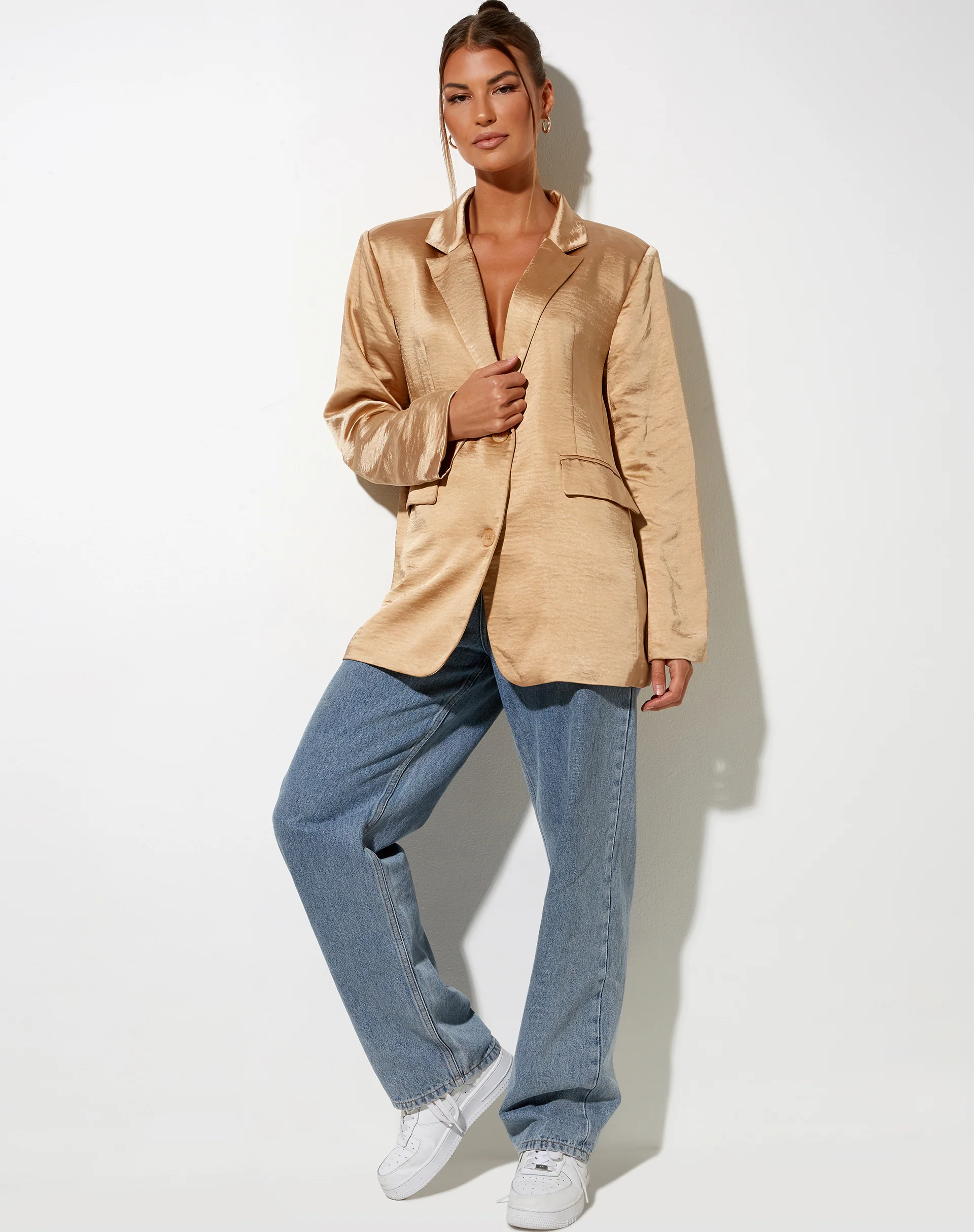 Maiwa Blazer in Satin Golden Sand - Image 5