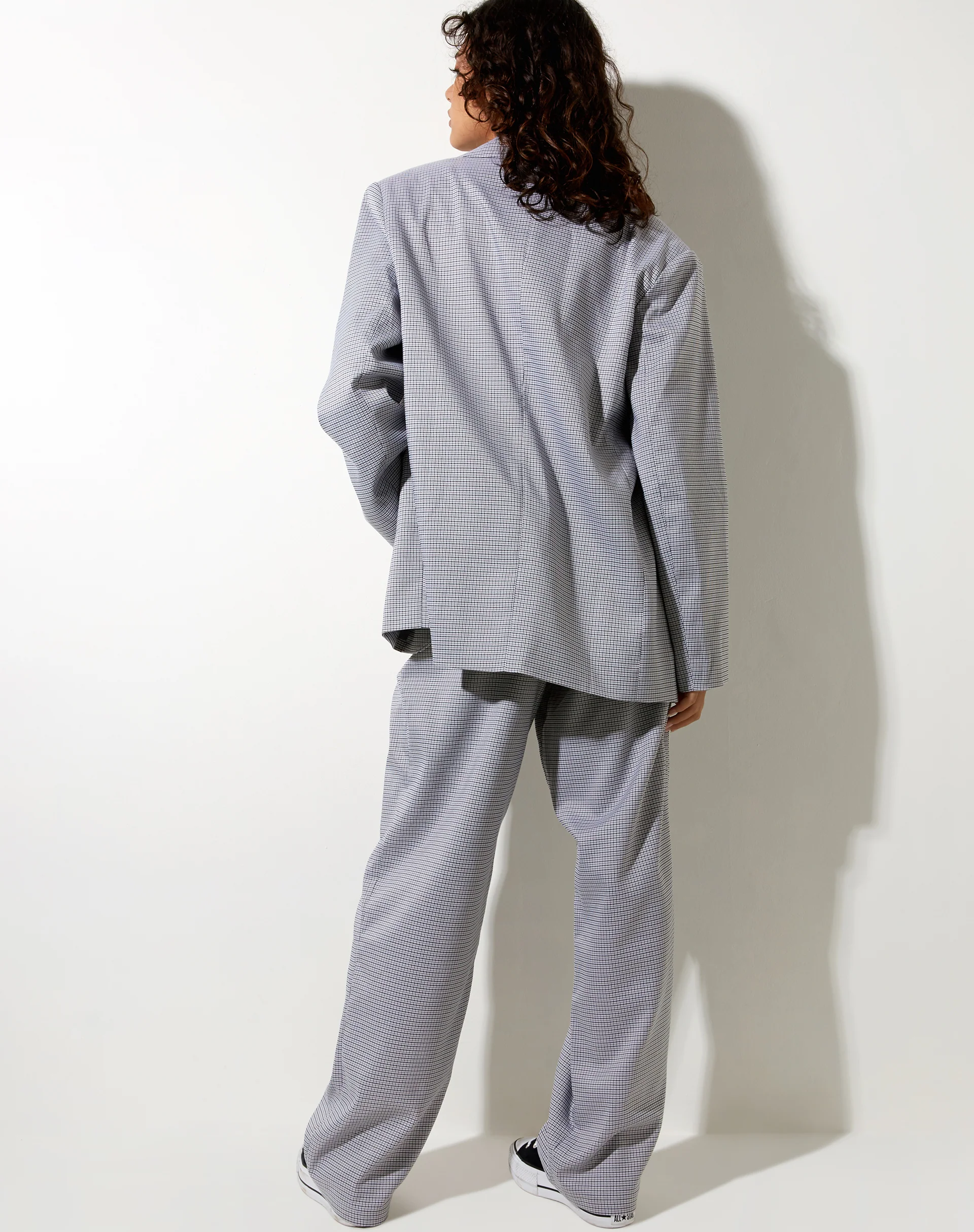 Maiwa Blazer in Small Check Black Grey - Image 2