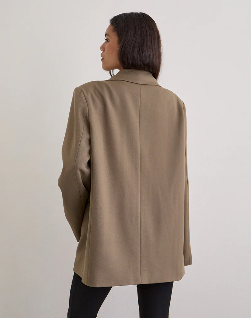 Maiwa Blazer in Textured Tailoring Beige - Image 5