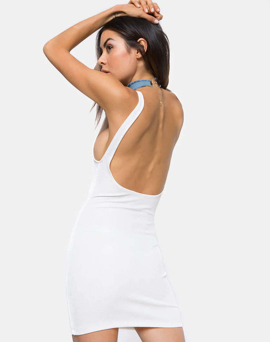 Maiza Bodycon Dress in Baby Rib Ivory - Image 2