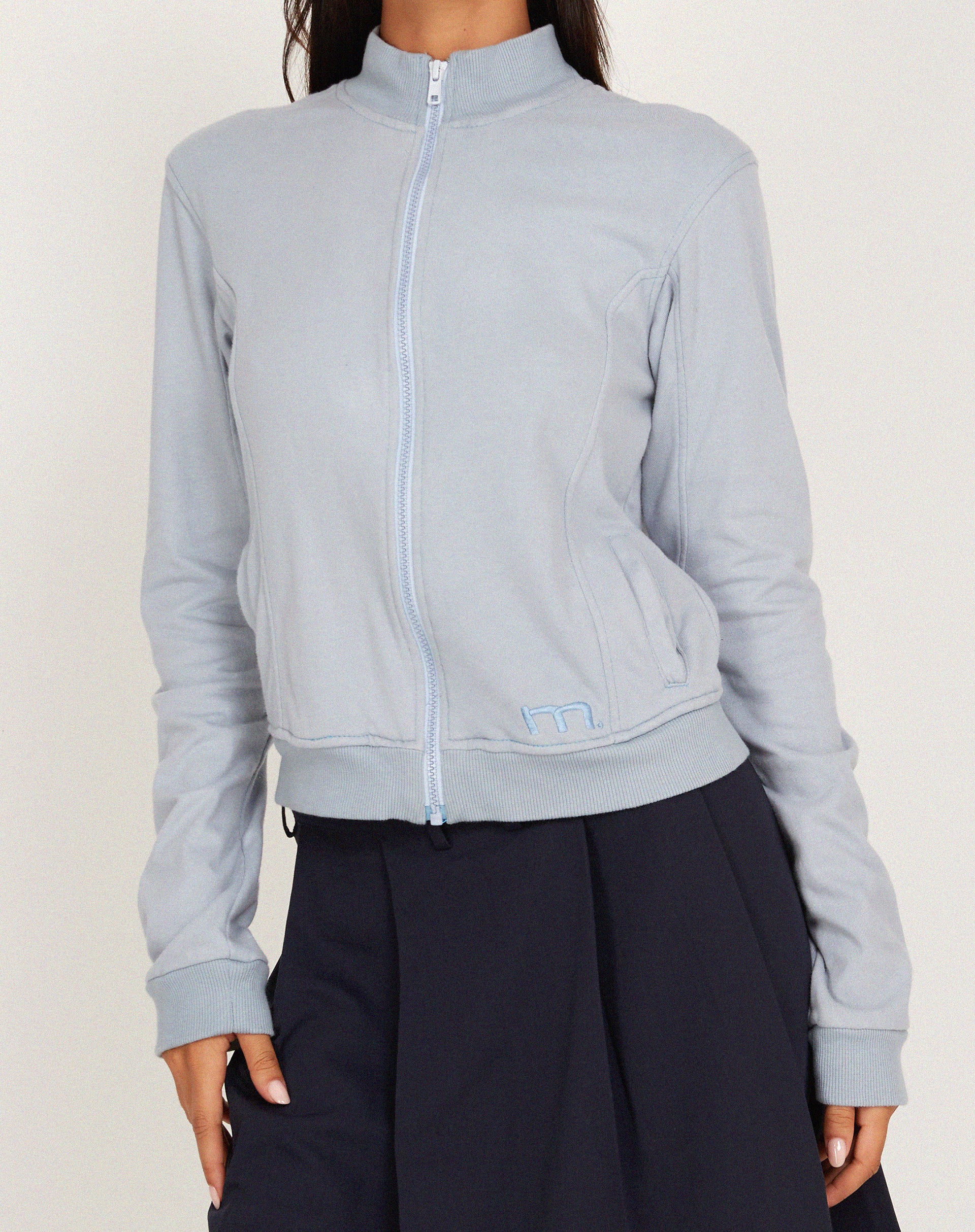 Makari Jersey Zip Up Jacket in Grey Dawn - Image 2