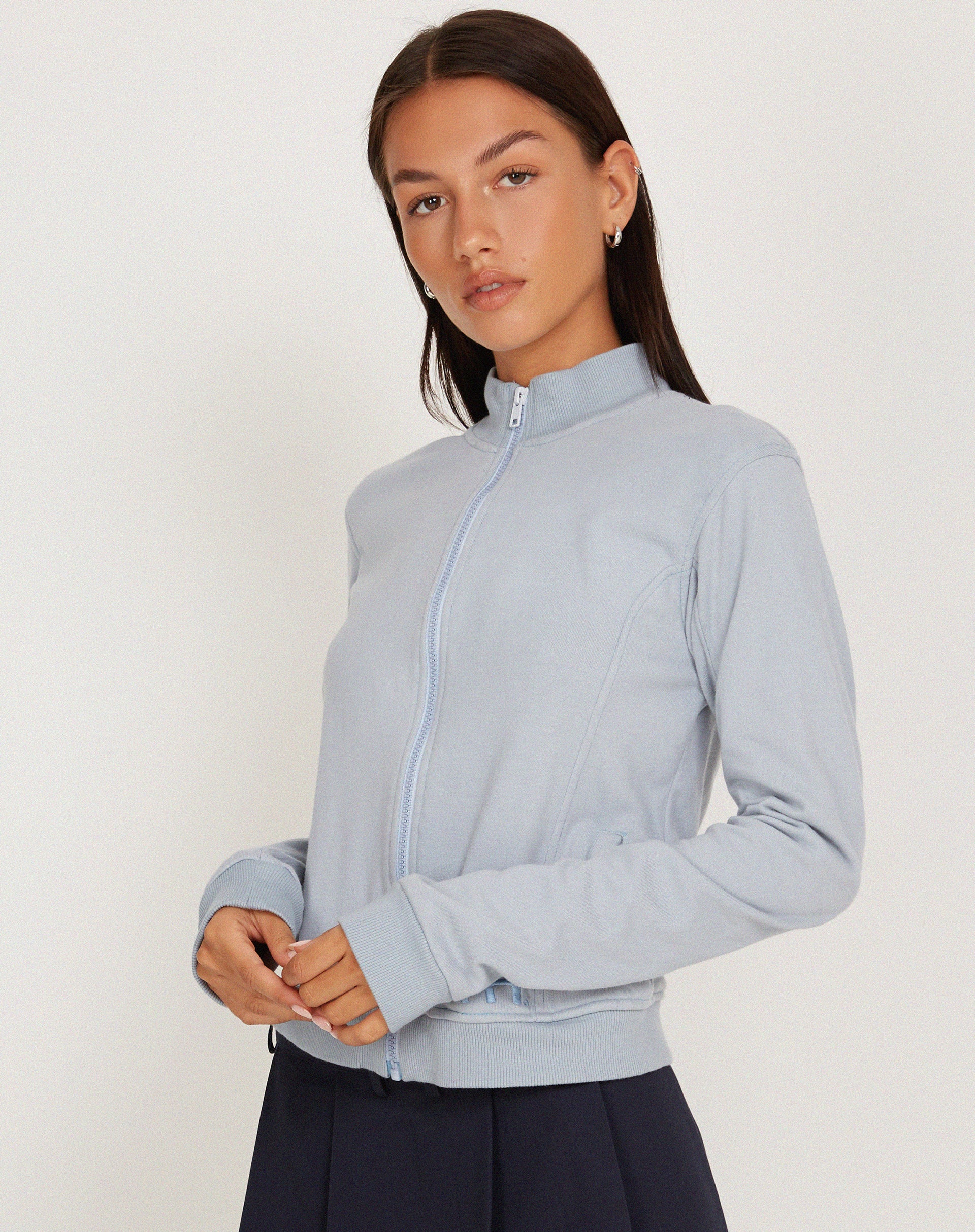 Makari Jersey Zip Up Jacket in Grey Dawn - Image 5