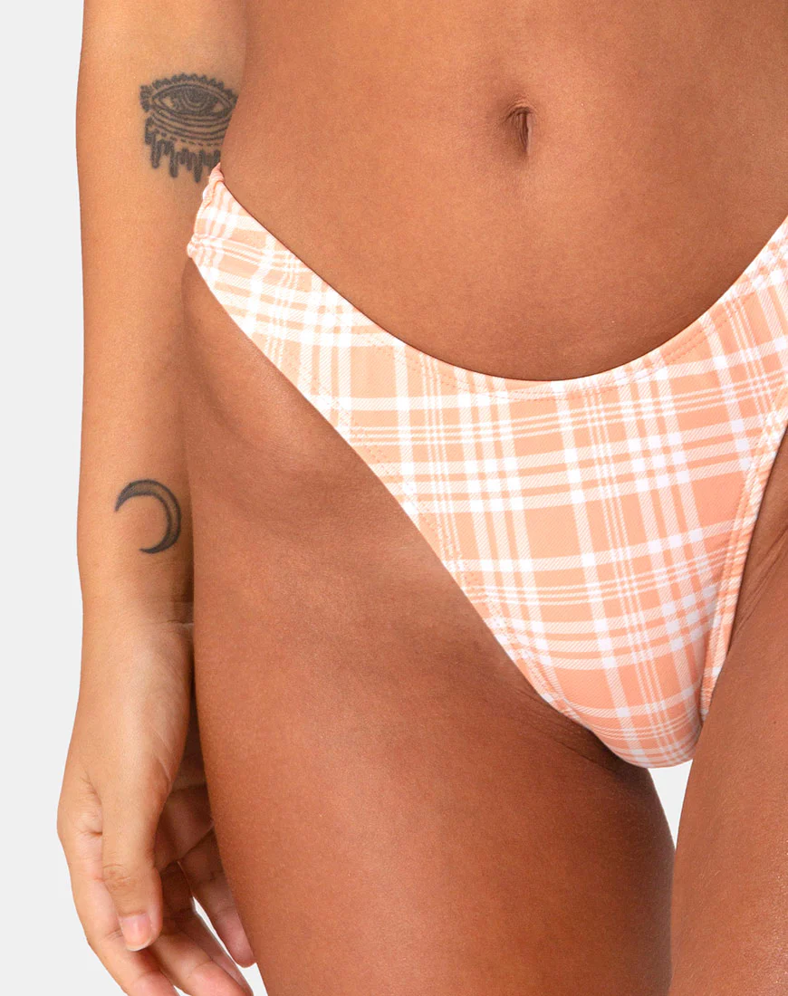 Makida Bikini Bottom in Picnic Check Peach - Image 6