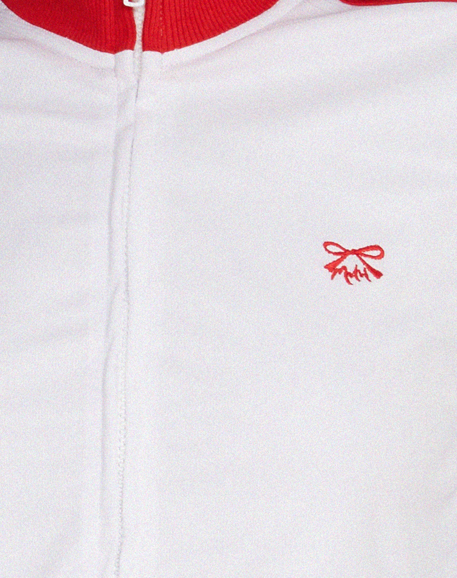 Makira Zip Up Jacket in White with Red Double Stripe - Image 7