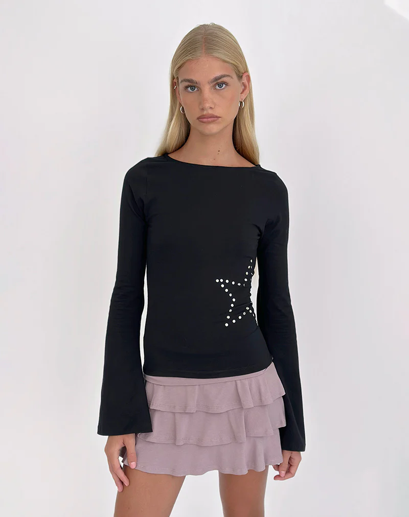 Malakai Long Sleeve Top in Star Stud Black - Image 4