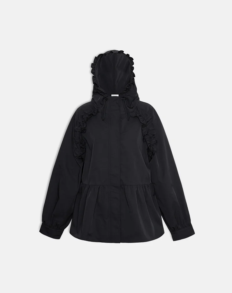 Malcari Peplum Nylon Jacket in Black - Image 6