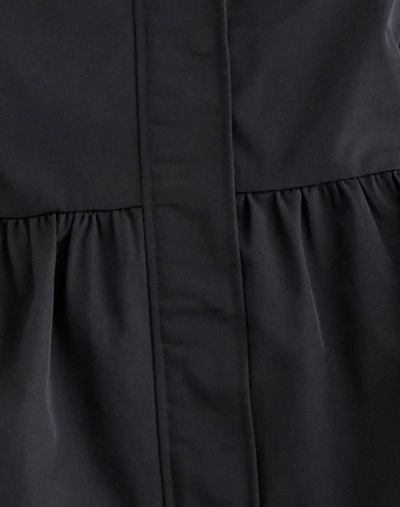 Malcari Peplum Nylon Jacket in Black - Image 7