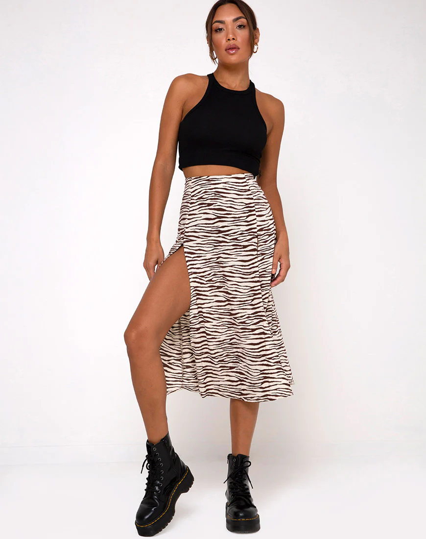 Malika Midi Skirt in Easy Tiger Cocoa - Image 3