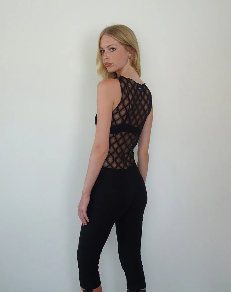 Maloe Lace Patterned Tank Top in Black - Image 4