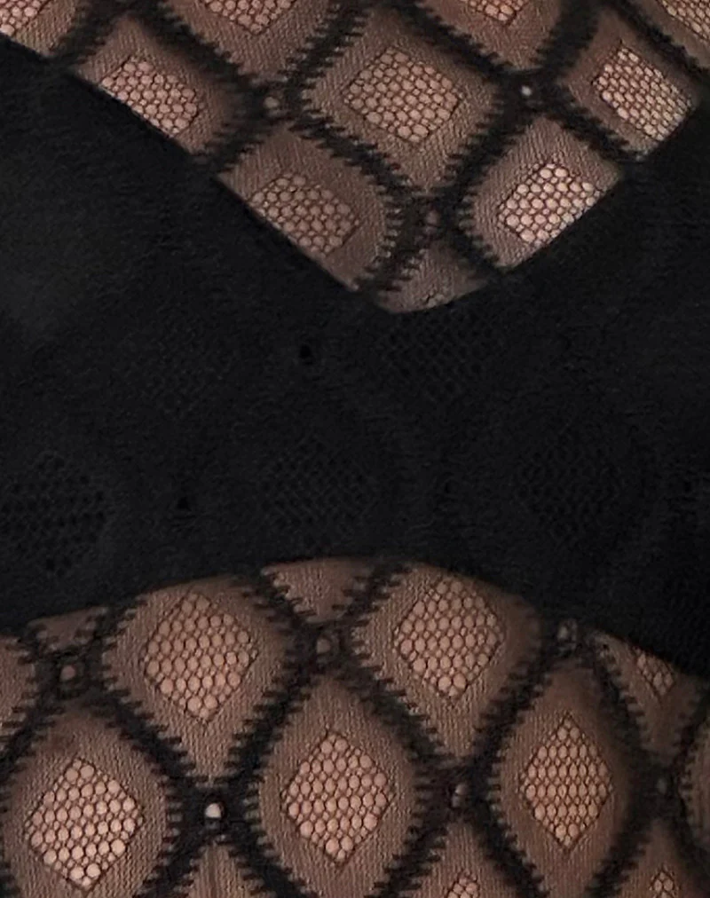 Maloe Lace Patterned Tank Top in Black - Image 6