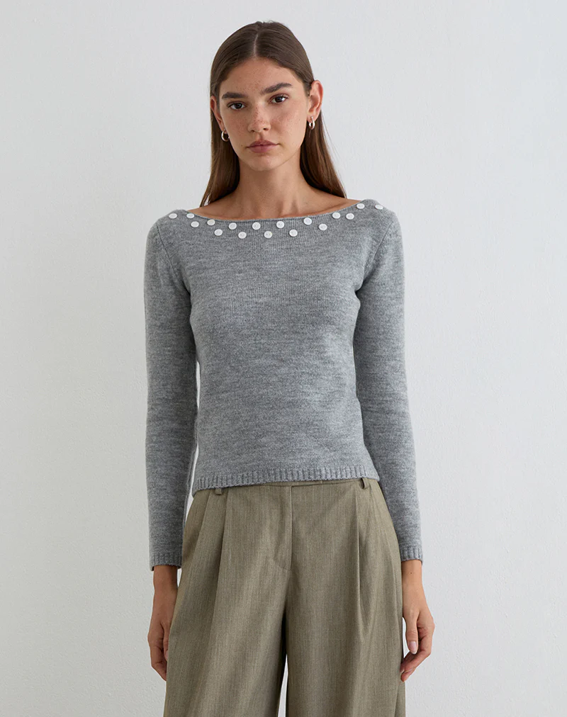 Manahi Jumper in Pearl Knit Grey - Image 3