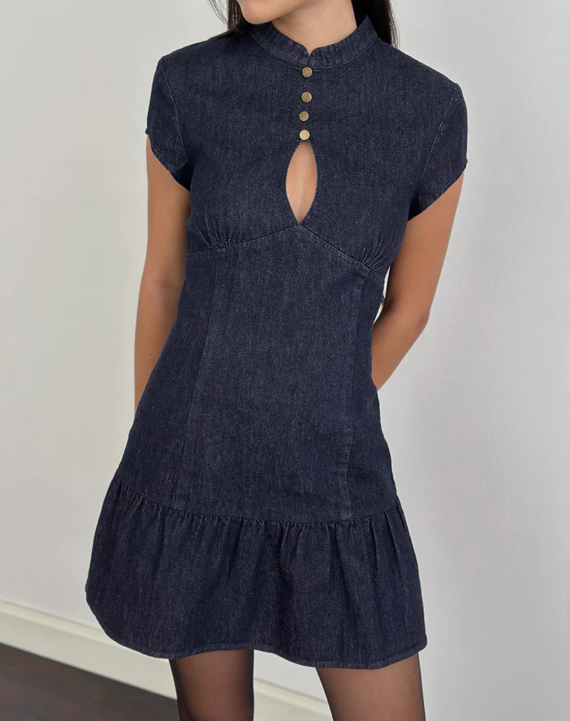 Manama Mini Dress in Chambray Indigo - Image 2
