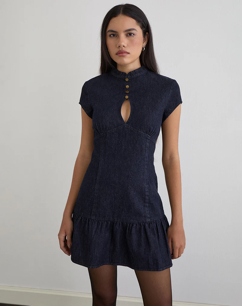 Manama Mini Dress in Chambray Indigo - Image 4