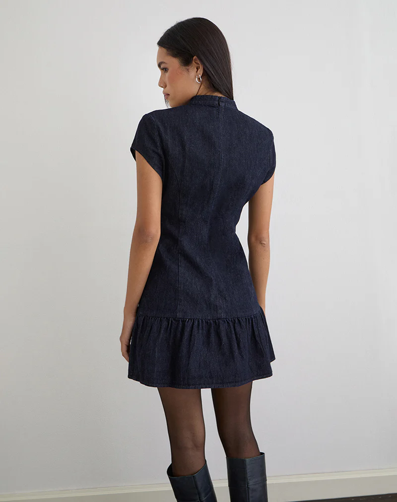 Manama Mini Dress in Chambray Indigo - Image 5
