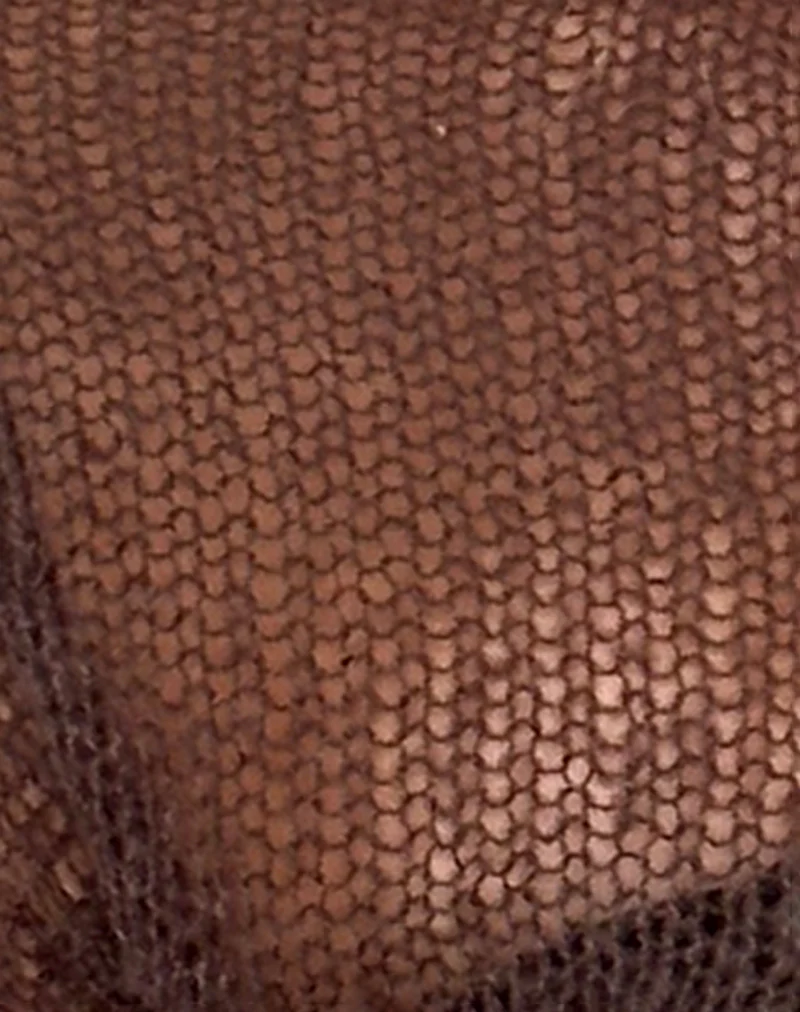 Manon Long Sleeve Sheer Knit Top in Chocolate Brown - Image 6
