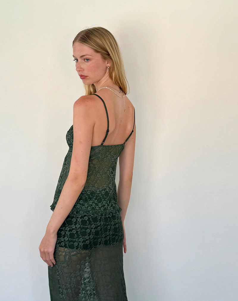Manora Cami Top in Sage Canina Rose Lace - Image 2