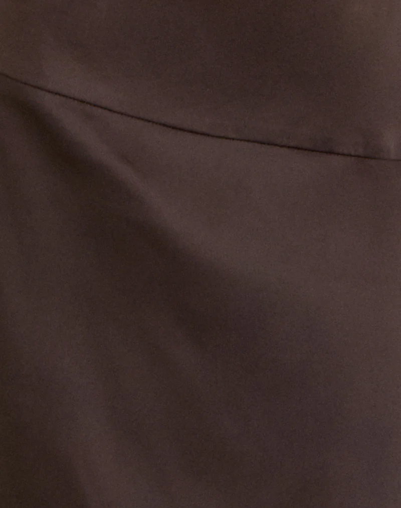 Manyala Midi Skirt in Satin Dark Brown - Image 7
