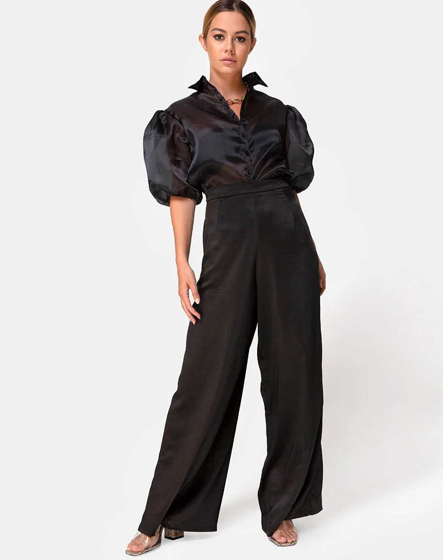 Mara Trouser in Satin Black - Image 3