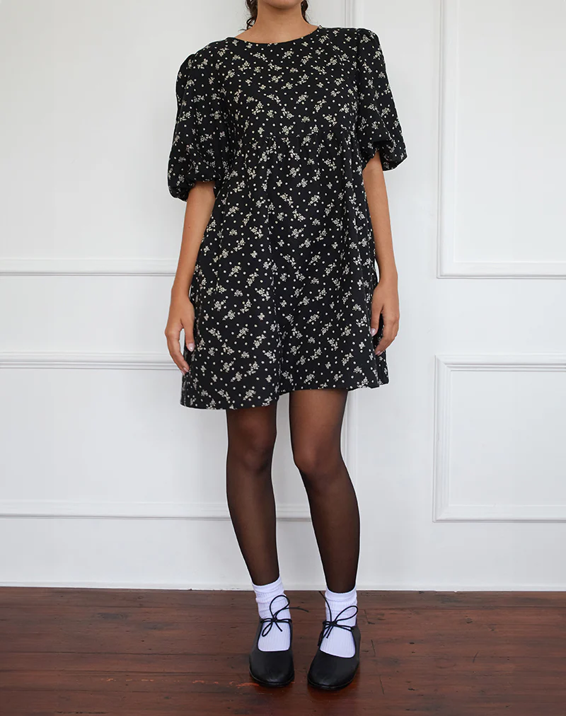 Marate Mini Dress in Floral Land Black - Image 4