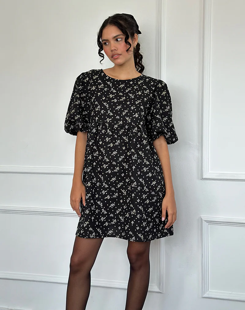 Marate Mini Dress in Floral Land Black - Image 5