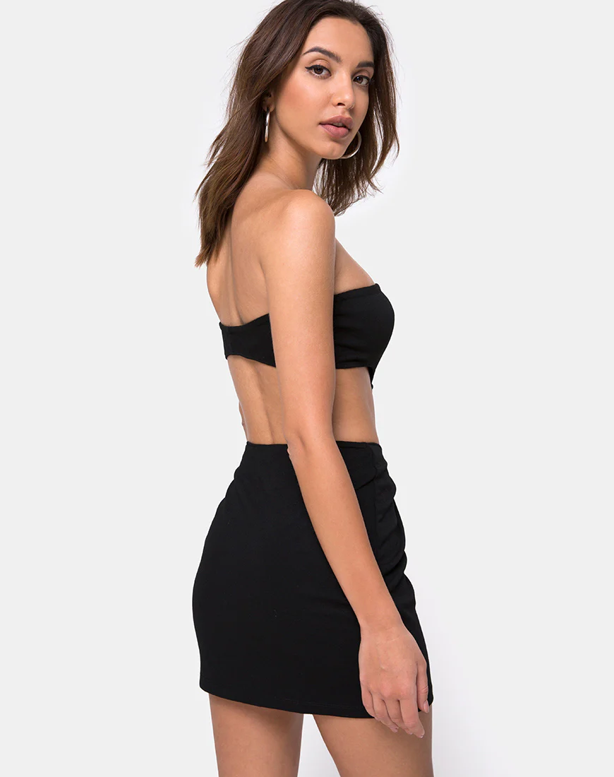 Maraya Mini Dress in Black with Silver Buckle - Image 2