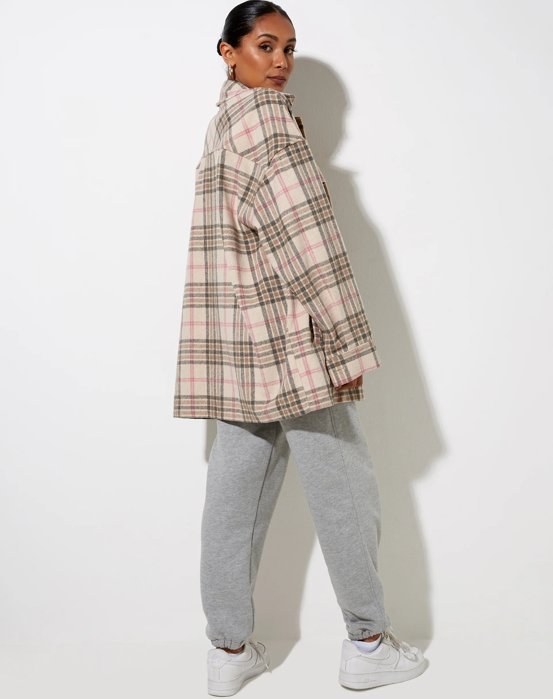 Marcel Shirt in Big Check Pink White Tan - Image 2