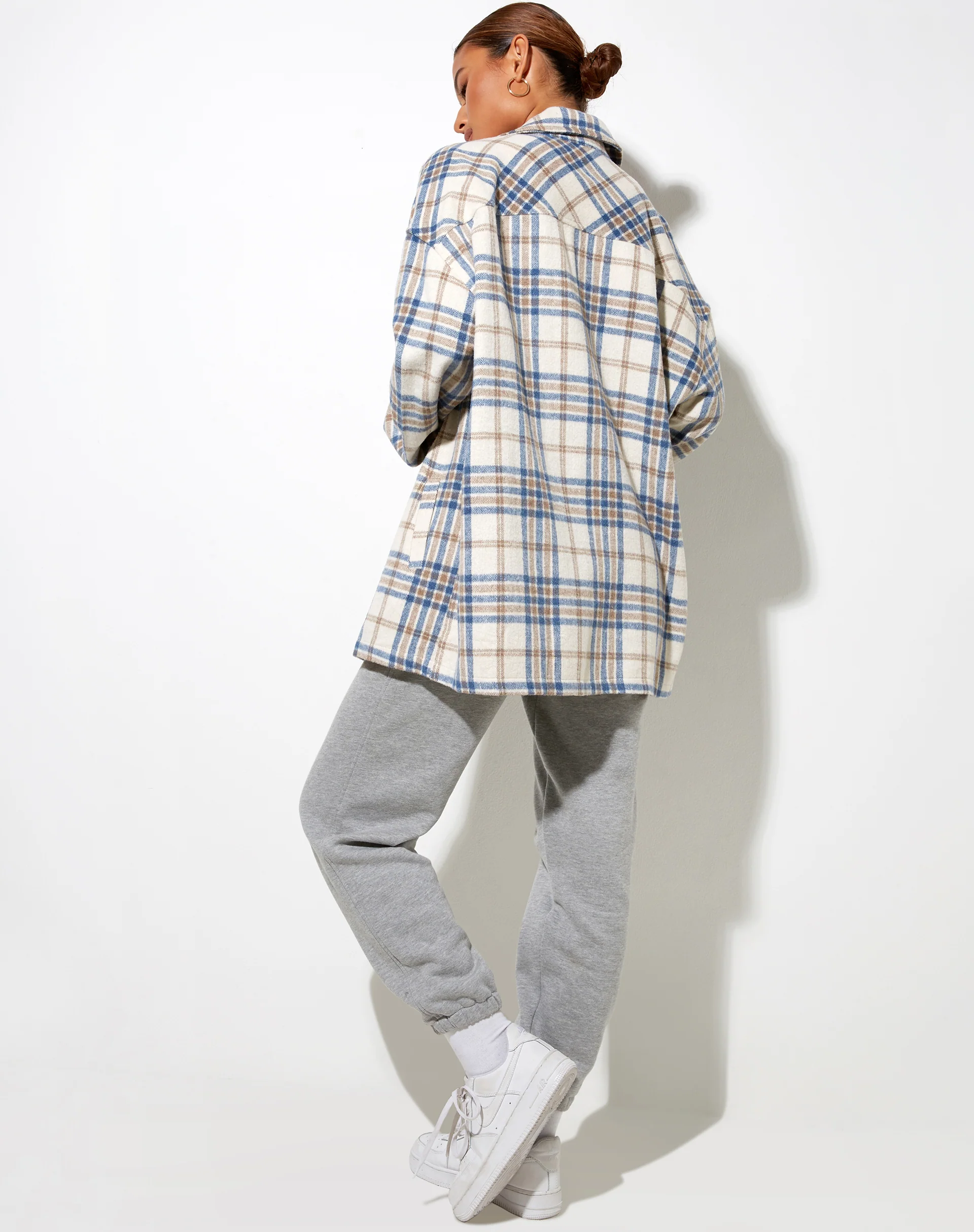 Marcel Shirt in Big Check White Blue Tan - Image 2