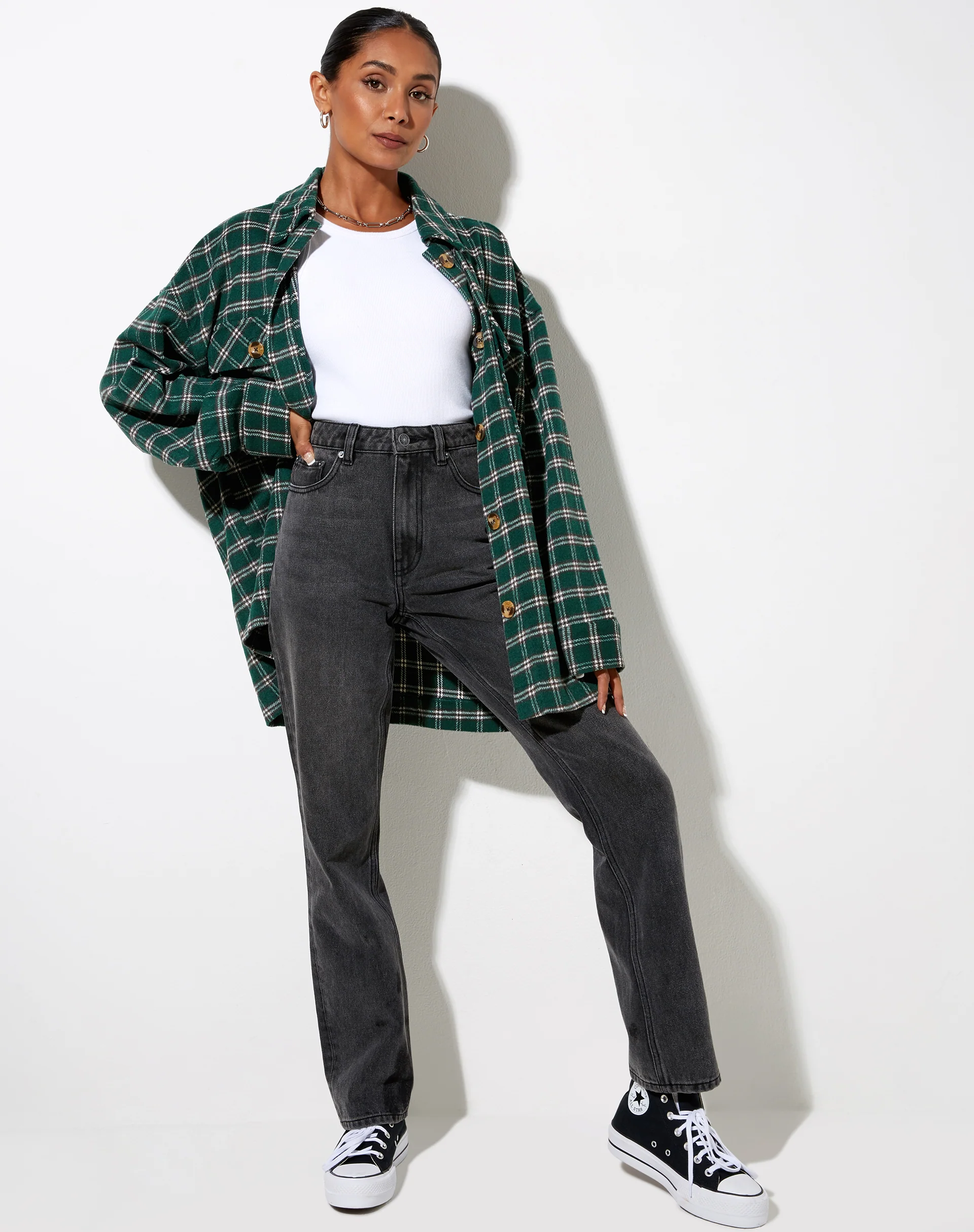 Marcel Shirt in Check Black and Green - Image 3