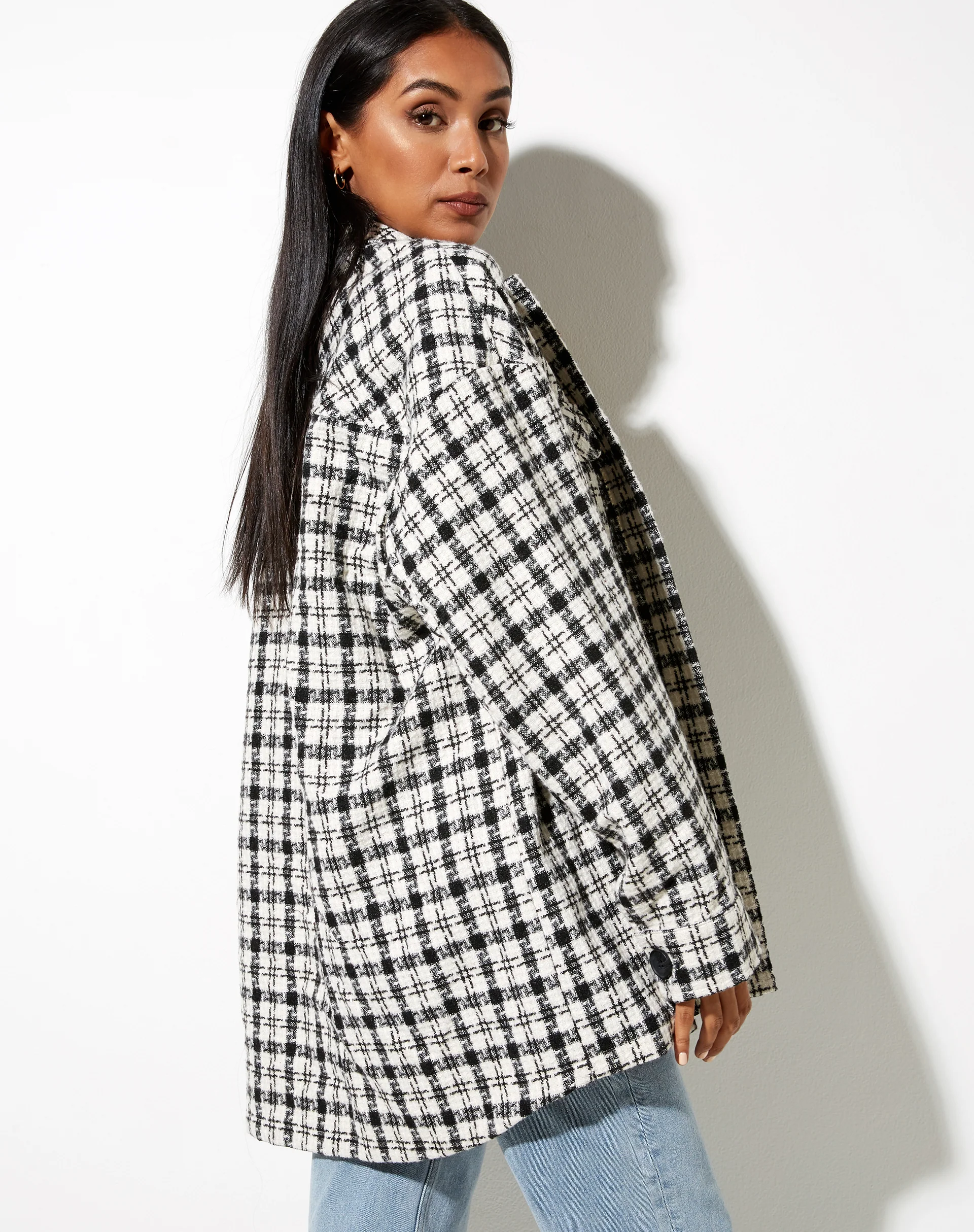 Marcella Shirt in Black and White Check - Image 2