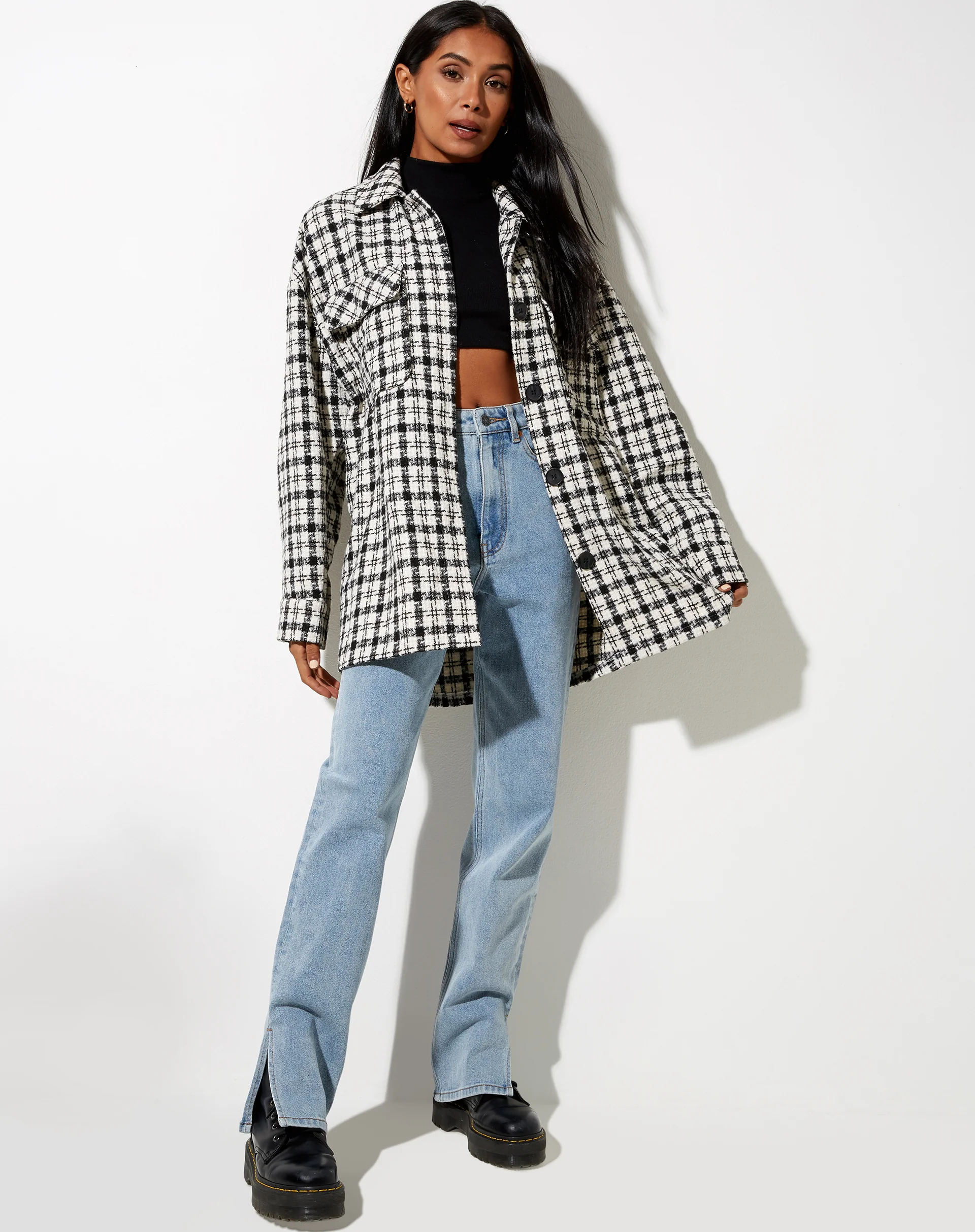 Marcella Shirt in Black and White Check - Image 3