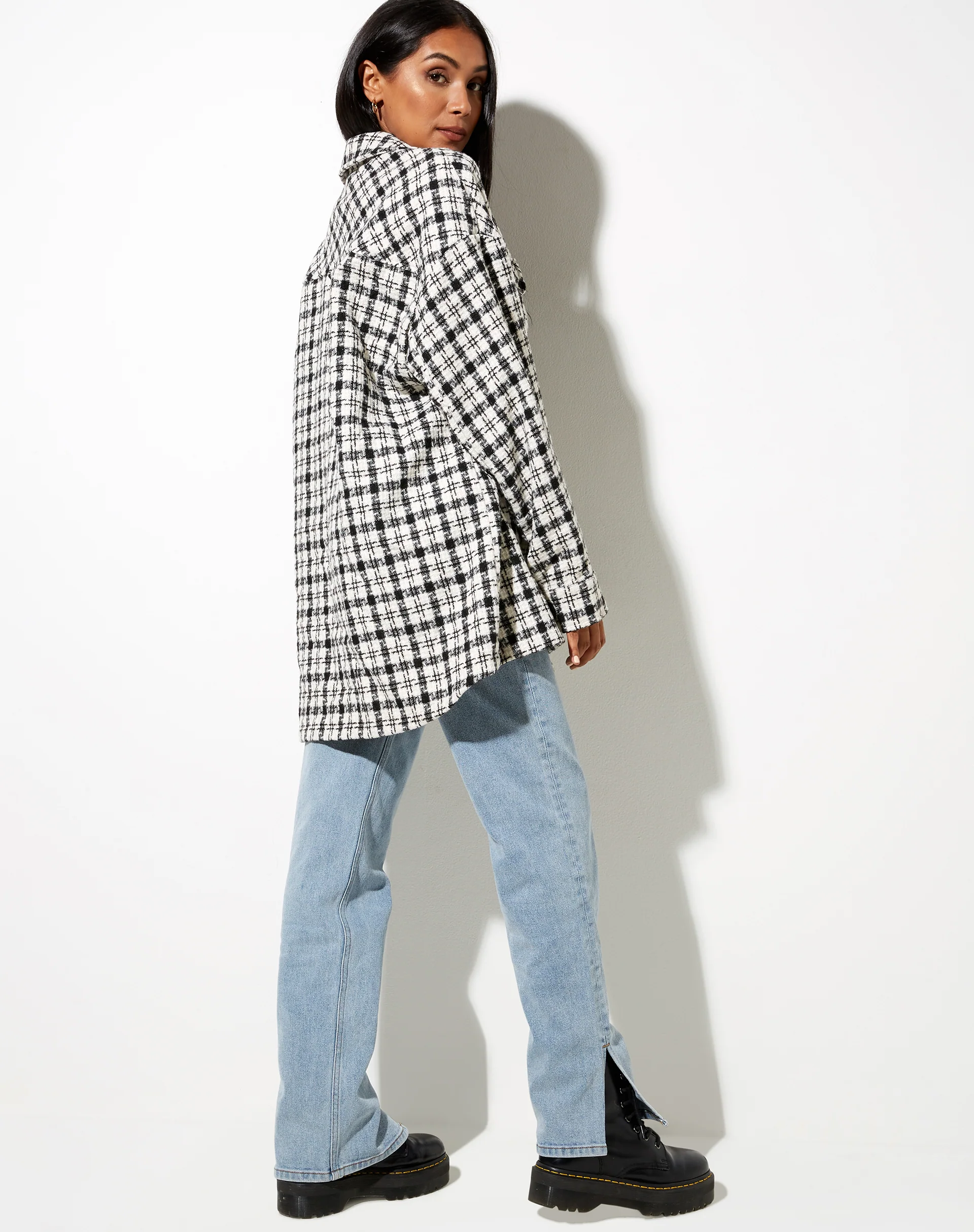 Marcella Shirt in Black and White Check - Image 4
