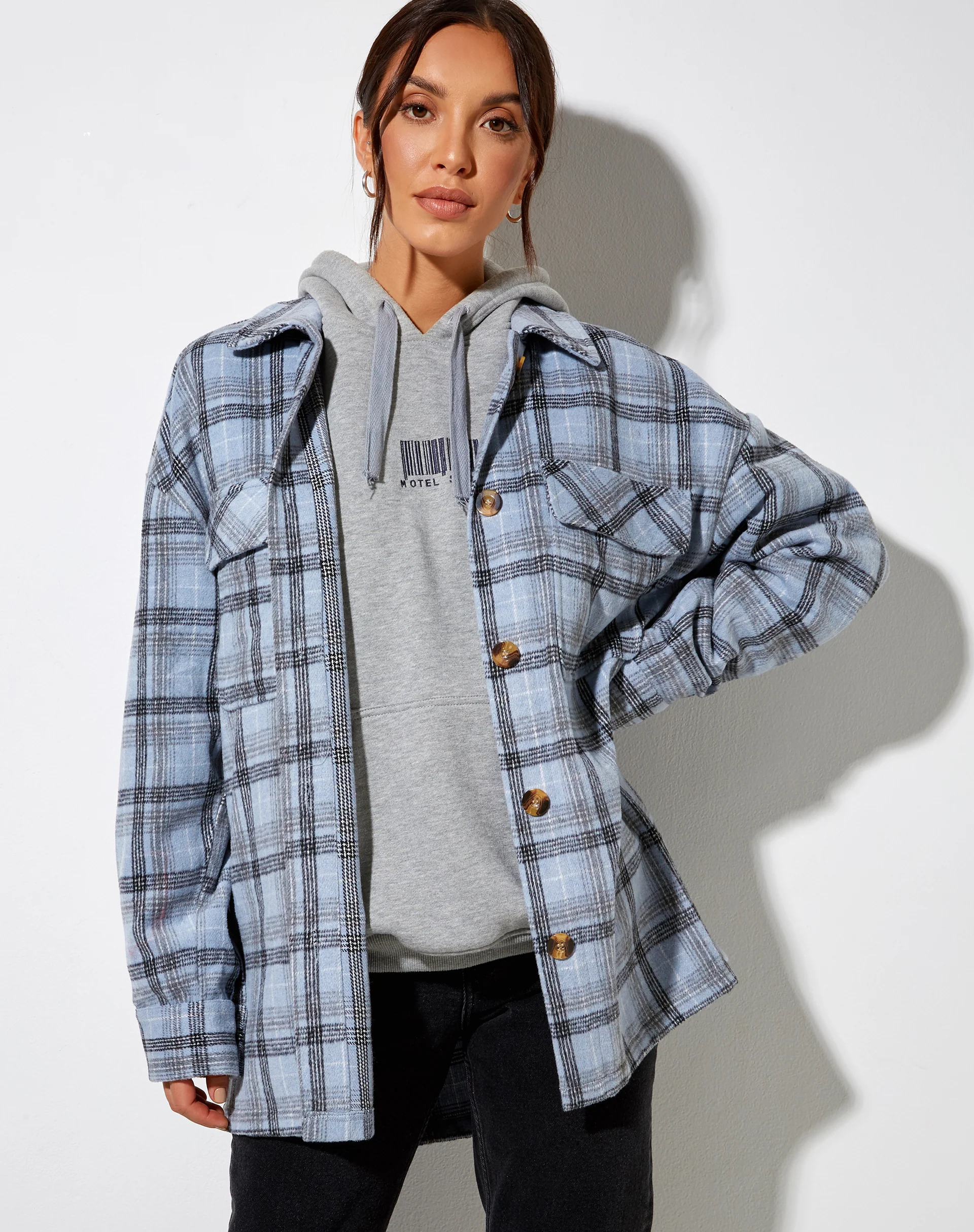 Marcella Shirt in Blue and Black Check - Image 3