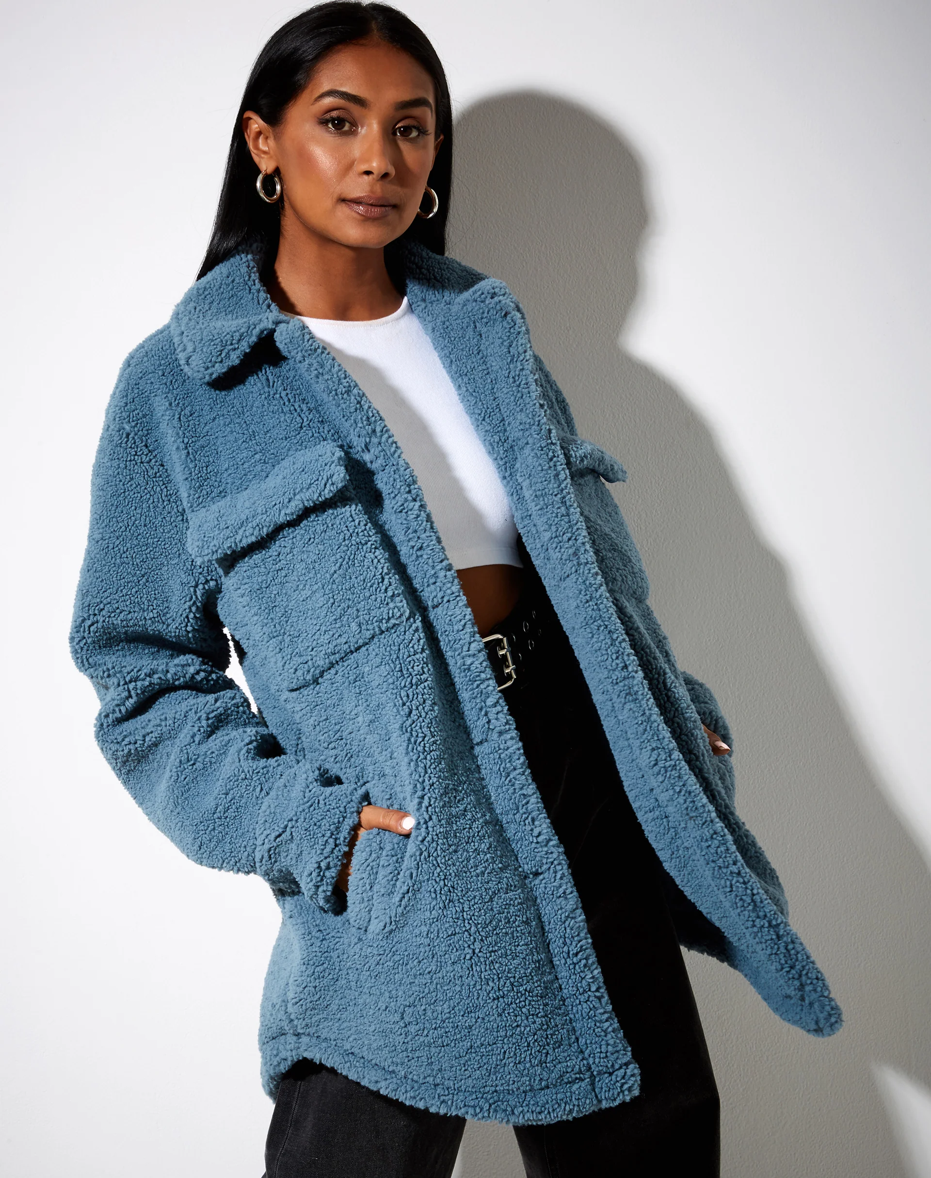 Marcella Shirt in Borg Slate Blue - Image 2