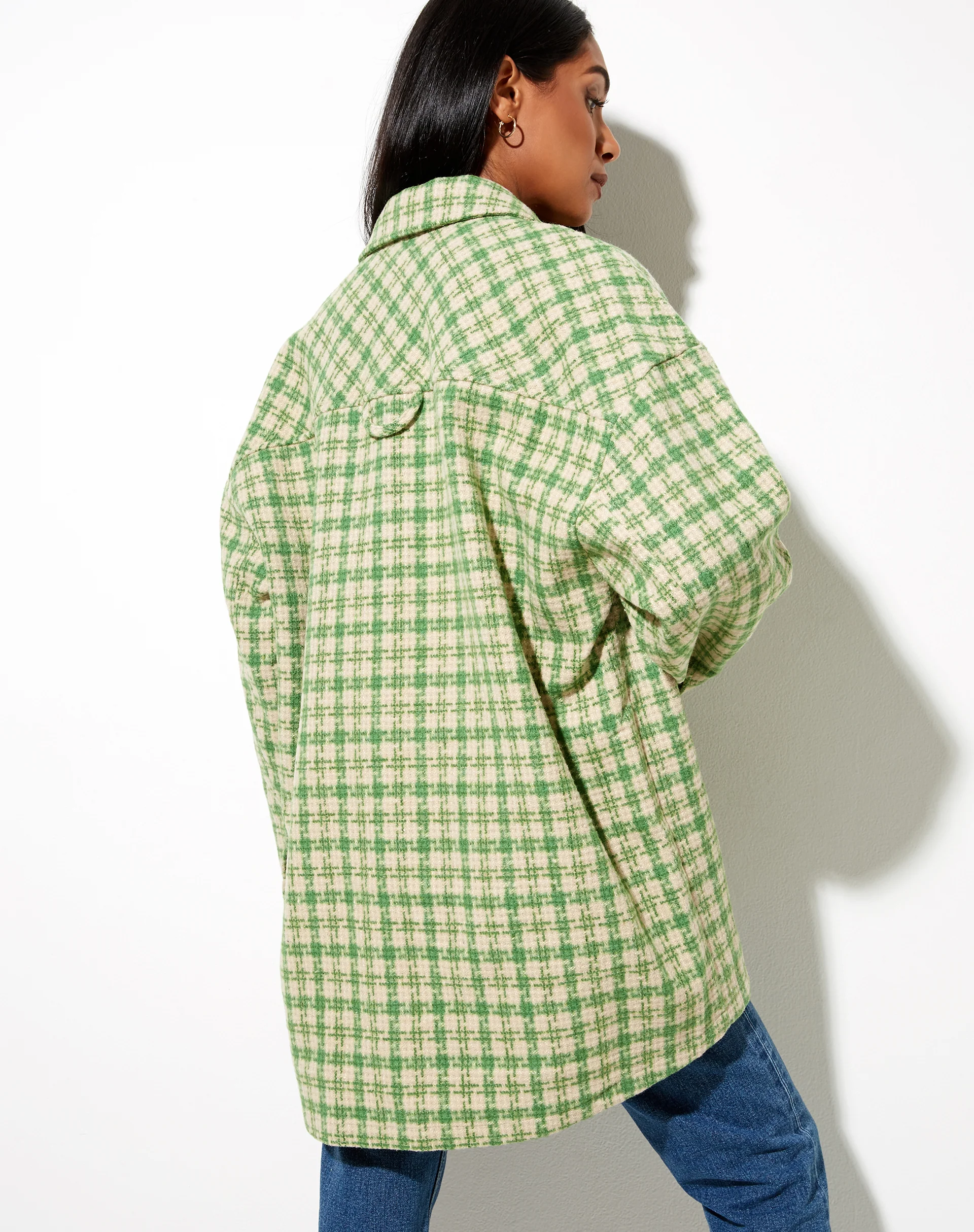 Marcella Shirt in Green and Cream Check - Image 2